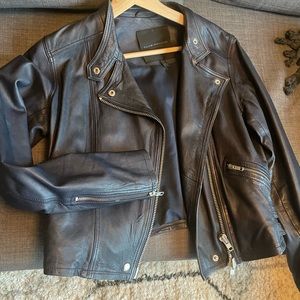 Dark Blue Club Monaco Leather Jacket